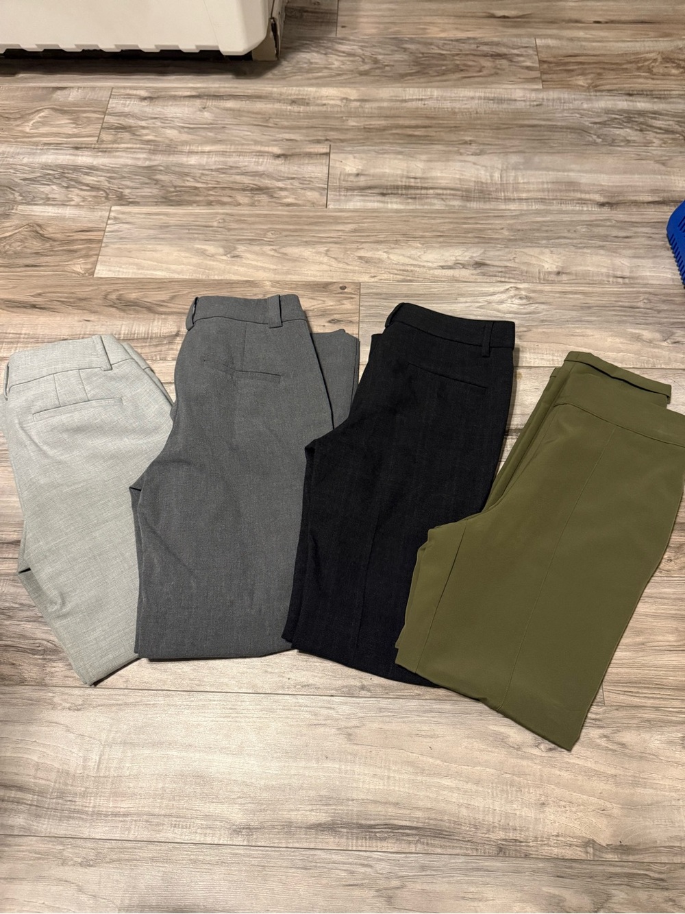 4 Women's Trousers Bundle in Light Gray, Charcoal, Black and Olive